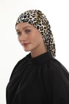 Gold Drapeli Salaş Tesettür Bone Sandy Leopar Desen - Hürrem Bone 2510_03