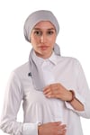 Gri Arkadan Bağlamalı Pratik Eşarp Bone Poliviskon Düz - Hürrem Bone 2517_15