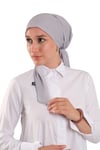 Gri Arkadan Bağlamalı Pratik Eşarp Bone Poliviskon Düz - Hürrem Bone 2517_15
