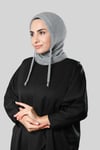 Gri Bağcıklı Peluş Balaklava Boyunluklu Bere Jakar Düz - Hürrem Bone 2327_15