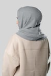 Gri Bağcıklı Peluş Salaş Balaklava Boyunluklu Bere Jakar Düz - Hürrem Bone 2328_15