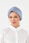 Gri Çapraz Büzgülü Tesettür Bone Fukuro Piliseli - Hürrem Bone 2512_15