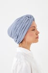 Gri Çapraz Büzgülü Tesettür Bone Fukuro Piliseli - Hürrem Bone 2512_15