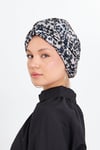 Gri Çapraz Büzgülü Tesettür Bone Sandy Leopar Desen - Hürrem Bone 2511_15