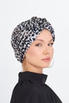 Gri Çapraz Büzgülü Tesettür Bone Sandy Leopar Desen - Hürrem Bone 2511_15