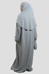 Gri İki Parça Fermuarlı Namaz Elbisesi Dokuma Kendinden Desenli - Hürrem Bone 2516_15