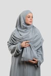 Gri İki Parça Fermuarlı Namaz Elbisesi Dokuma Kendinden Desenli - Hürrem Bone 2516_15