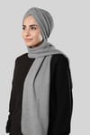 Gri Kışlık Kendinden Atkılı Peluş Tesettür Bone Jakar Düz - Hürrem Bone 2329_15