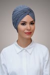 Gri Pratik Dolama Tesettür Bone Sandy Kumaş Boncuklu - Hürrem 1870