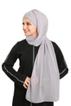 Gri Pratik Hazır Geçmeli Bone Şal Şifon Drapeli - Hürrem Bone 2507_15
