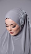 Gri Pratik Hazır Geçmeli Tesettür Eşarp Sandy Kumaş Düz Hijab - Hürrem Bone 2308_15