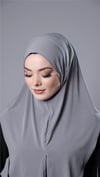 Gri Pratik Hazır Geçmeli Tesettür Eşarp Sandy Kumaş Yırtmaçlı Düz Hijab - Hürrem Bone 2310_15