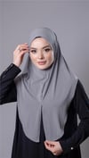 Gri Pratik Hazır Geçmeli Tesettür Eşarp Sandy Kumaş Yırtmaçlı Düz Hijab - Hürrem Bone 2310_15