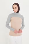 Gri Tesettür Balıkçı Yaka Boyunluklu Kolluk Viskon Düz - Hürrem Bone 1025_15