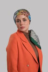 Haki Büyük Boy Eşarp İtalyan Dikişli Kesik Elyaf Desenli - Hürrem Bone 202212_09
