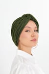 Haki Çapraz Büzgülü Tesettür Bone Fukuro Piliseli - Hürrem Bone 2512_09