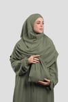 Haki İki Parça Fermuarlı Namaz Elbisesi Dokuma Kendinden Desenli - Hürrem Bone 2516_09
