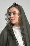 Haki Namaz Başörtüsü Şal Şifon Güpürlü - Hürrem Bone 202106_09
