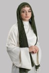 Haki Nikah Namaz Başörtüsü Şal Şifon Boncuklu Güpürlü - Hürrem Bone 202131_09