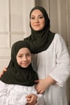 Haki Pratik Anne Kız Kombin Tesettür Eşarp Sandy Kendinden Boneli - Hürrem Bone 129078_09