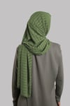 Haki Pratik Hazır Geçmeli Şal Desenli Şifon Hijab Boneli - Hürrem Bone 2415_09