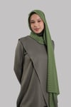 Haki Pratik Hazır Geçmeli Şal Desenli Şifon Hijab Boneli - Hürrem Bone 2415_09
