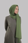 Haki Pratik Hazır Geçmeli Şal Desenli Şifon Hijab Boneli - Hürrem Bone 2415_09