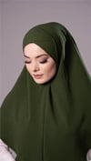 Haki Pratik Hazır Geçmeli Tesettür Eşarp Aerobin Kumaş  Çapraz Hijab - Hürrem Bone 2307_09