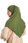 Haki Pratik Hazır Geçmeli Tesettür Eşarp Viskon Boneli Büyük Boy - Hürrem Bone 1290BV_09
