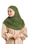 Haki Pratik Hazır Geçmeli Tesettür Eşarp Viskon Boneli Büyük Boy - Hürrem Bone 1290BV_09