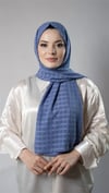 İndigo  Desenli Şal Şifon Kumaş Kareli Çizgili - Hürrem Bone 202107_34