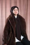 Kahve Arkadan Bağlamalı AquaLina Şal Hafif Suya Dayanıklı Şifon Çapraz Üç Bantlı - Hürrem Bone 2514_14