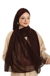 Kahve Pratik Hazır Geçmeli Bone Şal Şifon Drapeli - Hürrem Bone 2507_14