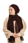 Kahve Pratik Hazır Geçmeli Bone Şal Şifon Drapeli - Hürrem Bone 2507_14