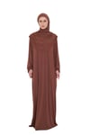 Kahve Tek Parça Namaz Elbisesi Viskon Düz - Hürrem Bone 2503_14
