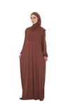 Kahve Tek Parça Namaz Elbisesi Viskon Düz - Hürrem Bone 2503_14