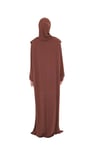 Kahve Tek Parça Namaz Elbisesi Viskon Düz - Hürrem Bone 2503_14