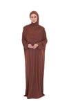 Kahve Tek Parça Namaz Elbisesi Viskon Düz - Hürrem Bone 2503_14