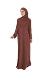 Kahve Tek Parça Namaz Elbisesi Viskon Düz - Hürrem Bone 2503_14