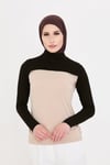 Kahve Tesettür Balıkçı Yaka Boyunluklu Kolluk Viskon Düz - Hürrem Bone 1025_14