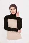 Kahve Tesettür Balıkçı Yaka Boyunluklu Kolluk Viskon Düz - Hürrem Bone 1025_14