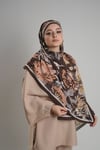 Kahve Zera Şal Koleksiyon İtalyan Dikişli Mucize Kumaş Çiçek Desenli - Hürrem Bone 202132_14