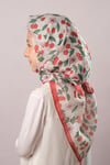 Kiremit Dijital Baskılı Çocuk Tesettür Eşarp Pamuk Polyester Vişne Desenli - Hürrem Bone 6001_05