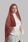 Kiremit Nikah Namaz Başörtüsü Şal Şifon Boncuklu Güpürlü - Hürrem Bone 202131_05