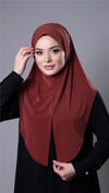 Kiremit Pratik Hazır Geçmeli Tesettür Eşarp Sandy Kumaş Yırtmaçlı Düz Hijab - Hürrem Bone 2310_05