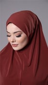 Kiremit Pratik Hazır Geçmeli Tesettür Eşarp Sandy Kumaş Yırtmaçlı Düz Hijab - Hürrem Bone 2310_05