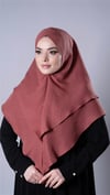 Kiremit Pratik Hazır Geçmeli Tesettür Eşarp Pamuk Caz Kumaş Çift Katlı Çapraz Hijab - Hürrem Bone 2304_05