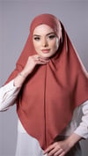 Kiremit Pratik Hazır Geçmeli Tesettür Eşarp Pamuk Caz Kumaş Düz Hijab - Hürrem Bone 2306_05