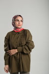 Kırmızı Desenli Eşarp Bambu Etnik Çiçek Dijital Baskılı - Hürrem Bone 202202_31