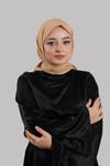 Koyu Bej Düz Klasik Eşarp İtalyan Dikişli Pamuk Caz Sade - Hürrem Bone 202210_44